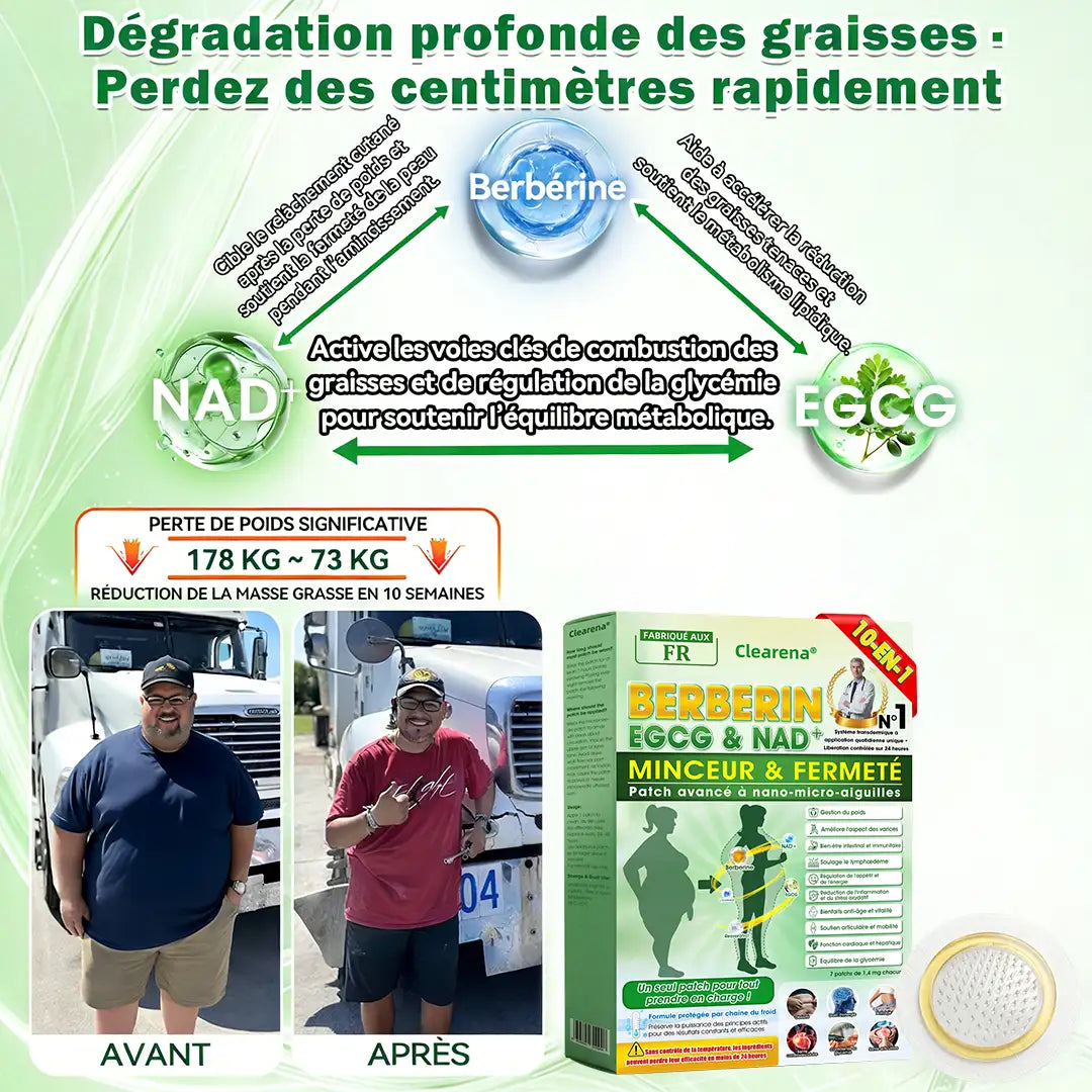 𝐂𝐥𝐞𝐚𝐫𝐞𝐧𝐚®🧑‍⚕️🏆 𝘽𝙚𝙧𝙗𝙚𝙧𝒊𝒏𝒆 · 𝙀𝙂𝘾𝙂 × 𝐍𝐴𝑫+ 10-in-1 Patch avancé à micro-aiguilles nano  (𝑼𝒏𝒆 𝒇𝒐𝒊𝒔 𝒑𝒂𝒓 𝒋𝒐𝒖𝒓, 𝒓𝒆𝒔𝒖𝒍𝒕𝒂𝒕𝒔 𝒗𝒊𝒔𝒊𝒃𝒍𝒆𝒔 𝒆𝒏 7 𝒋𝒐𝒖𝒓𝒔) 💪 Pour l’obésité, la peau relâchée, le diabète, l’apnée du sommeil, les problèmes articulaires et plus encore