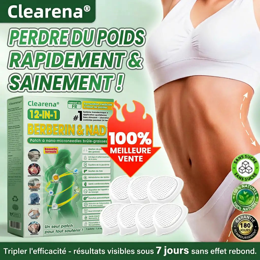 Boutique Officielle | ☀️☀️ 𝐂𝐥𝐞𝐚𝐫𝐞𝐧𝐚® Moringa Berbérine + NAD+ Patch Nano à Microneedles 10-en-1 (Une seule utilisation par jour, des résultats visibles en 7 jours)